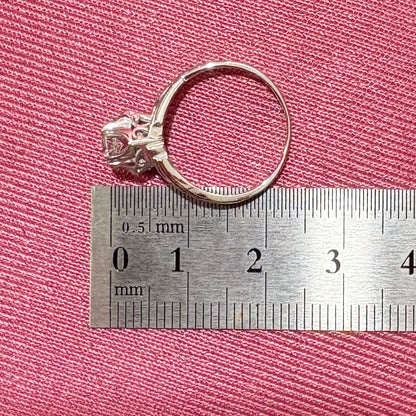 昭和ジュエリー ダイヤモンドリング K14WG ヴィンテージ 昭和レトロ 花モチーフ ソリテール 指輪 一粒ダイヤ ホワイトゴールド MOR00637