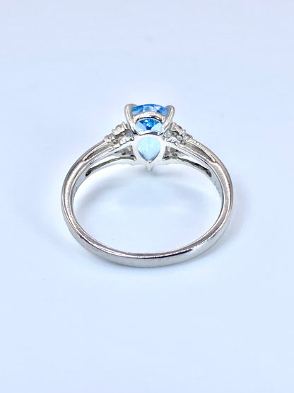 サンタマリア アクアマリン 1.23ct/ダイヤモンド 計0.08ct Pt900 リング 14号【リフレッシュメント(新品仕上げ・補修・洗浄等済)】【3日以内返品可（※カード/キャリア決済の場合）】