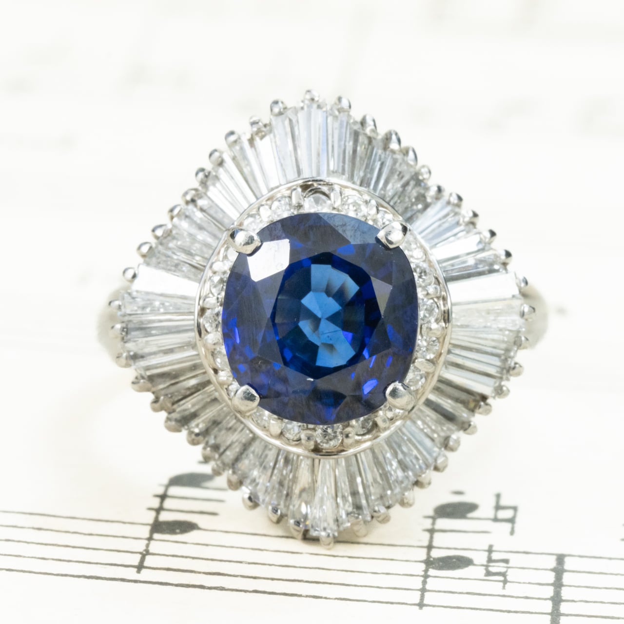 ロイヤルブルーサファイア ダイヤモンド リング Pt900 昭和レトロ ヴィンテージジュエリー 2.671ct D1.23ct サファイヤ 指輪 OKR00193