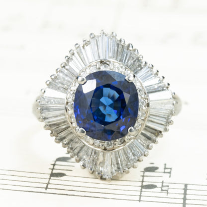 ロイヤルブルーサファイア ダイヤモンド リング Pt900 昭和レトロ ヴィンテージジュエリー 2.671ct D1.23ct サファイヤ 指輪 OKR00193