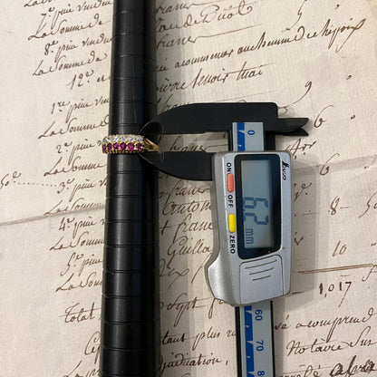 アンティークジュエリー イギリス アンティーク リング K18 OECD オールドヨーロピアンカット ダイヤモンド ルビー 合計12pc  1800後半〜1900初頭頃 〜色と石の輝きのコントラストの美しい指輪〜 DR00532