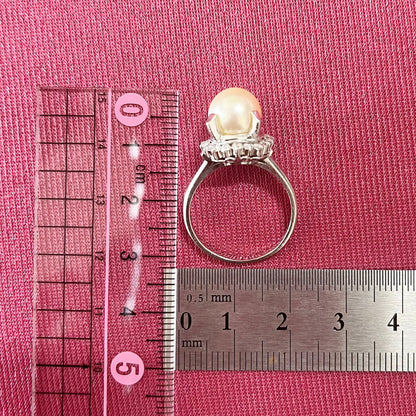 昭和レトロ Pt900 パール約9.0mm D0.36 １珠 デザイン ヴィンテージ リング 〜大輪の花が咲いたような美しさ〜 MOR00613