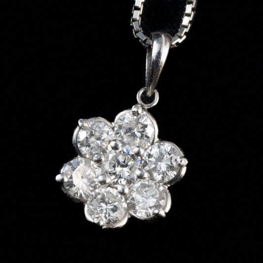 Pt900 ダイヤモンド1.02ct フラワー クラスター ペンダント トップ チャーム ヴィンテージ 小花デザイン 上品な輝き MOP00239