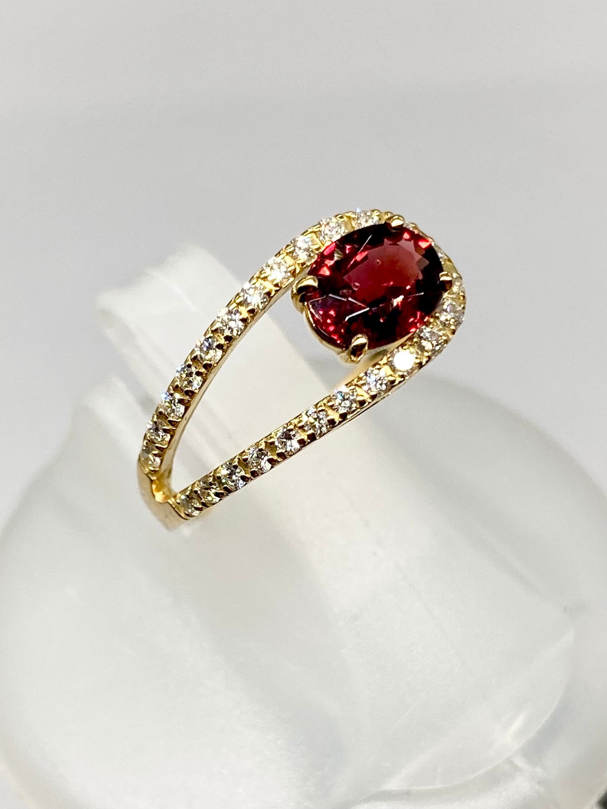 レッドスピネル 0.95ct / ダイヤモンド 計0.28ct K18 リングリフレッシュメント新品仕上げ・補修・洗浄等済3日以内返品可※カード/キャリア決済の場合 3枚目