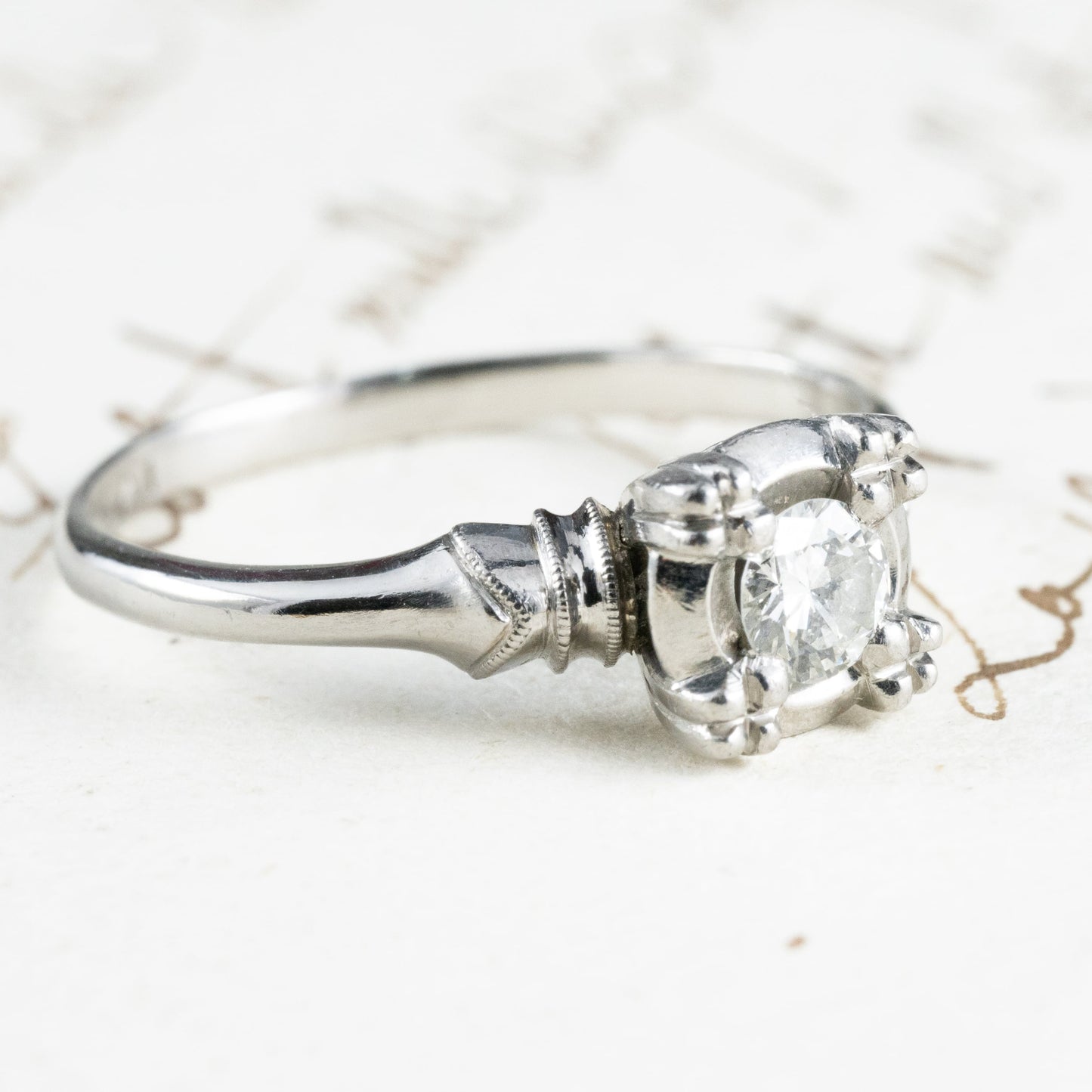 昭和ジュエリー ダイヤモンド リング Pm プラチナ 三越 ヴィンテージ 昭和レトロ 指輪 0.18ct OKR00138