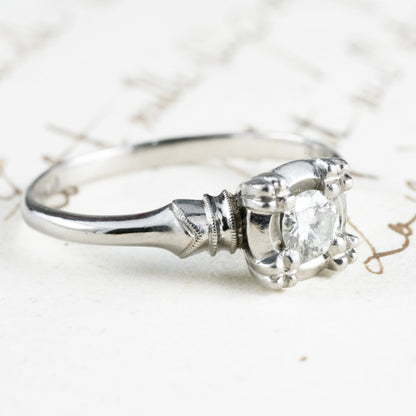 昭和ジュエリー ダイヤモンド リング Pm プラチナ 三越 ヴィンテージ 昭和レトロ 指輪 0.18ct OKR00138
