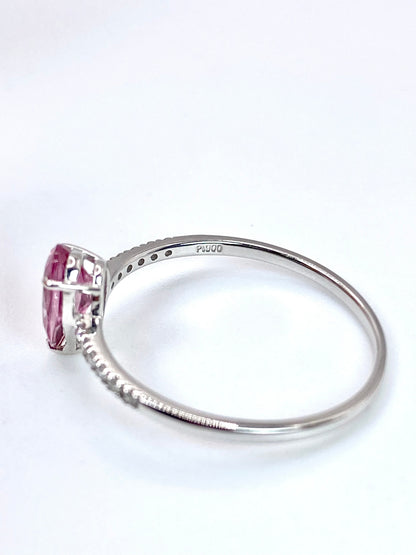 【夏季全体SALE（ジュエリー）~7/31】マラヤガーネット 0.71ct / ダイヤモンド 計0.05ct  Pt900 リング 14号【リフレッシュメント(新品仕上げ・補修・洗浄等済)】【3日以内返品可（※カード/キャリア決済の場合）】