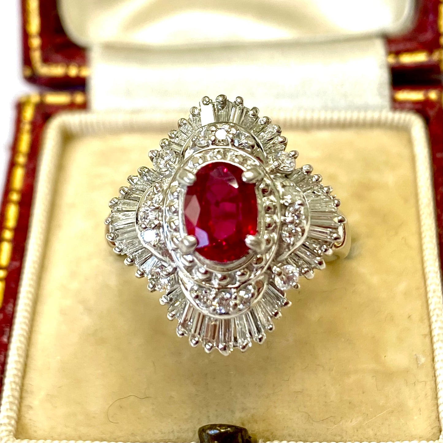 昭和ジュエリー ルビー ダイヤモンド リング Pt900 0.92ct 0.76ct ヴィンテージ 昭和レトロ プラチナ 指輪 MOR00697