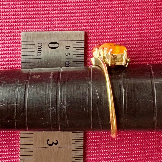 昭和ジュエリー ファイアオパール リング K18 3石 ヴィンテージ 昭和レトロ ゴールド 指輪 MOR00695