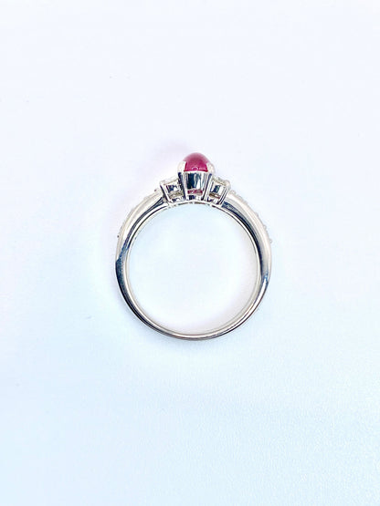 【夏季全体SALE（ジュエリー）~7/31】ルビー（キャッツアイ風）0.71ct / ダイヤモンド 計0.50ct  Pt900 リング 11号【リフレッシュメント(新品仕上げ・補修・洗浄等済)】【3日以内返品可（※カード/キャリア決済の場合）】
