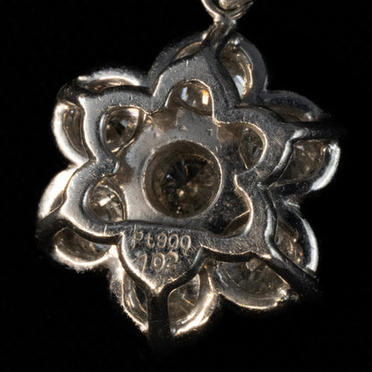 Pt900 ダイヤモンド1.02ct フラワー クラスター ペンダント トップ チャーム ヴィンテージ 小花デザイン 上品な輝き MOP00239