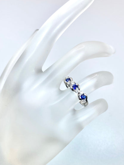サファイア 計0.36ct / ダイヤモンド 計0.24ct Pt900 リング 14号【リフレッシュメント(新品仕上げ・補修・洗浄等済)】