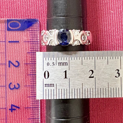 サファイア ダイヤモンド リング Pt900 ヴィンテージ モダンデザイン  〜宇宙船の様な近未来的な美しさ〜 MR00793