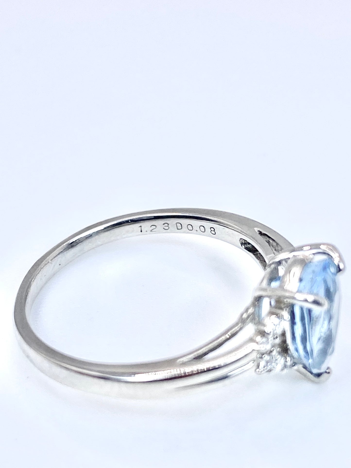 サンタマリア アクアマリン 1.23ct/ダイヤモンド 計0.08ct Pt900 リング 14号【リフレッシュメント(新品仕上げ・補修・洗浄等済)】【3日以内返品可（※カード/キャリア決済の場合）】