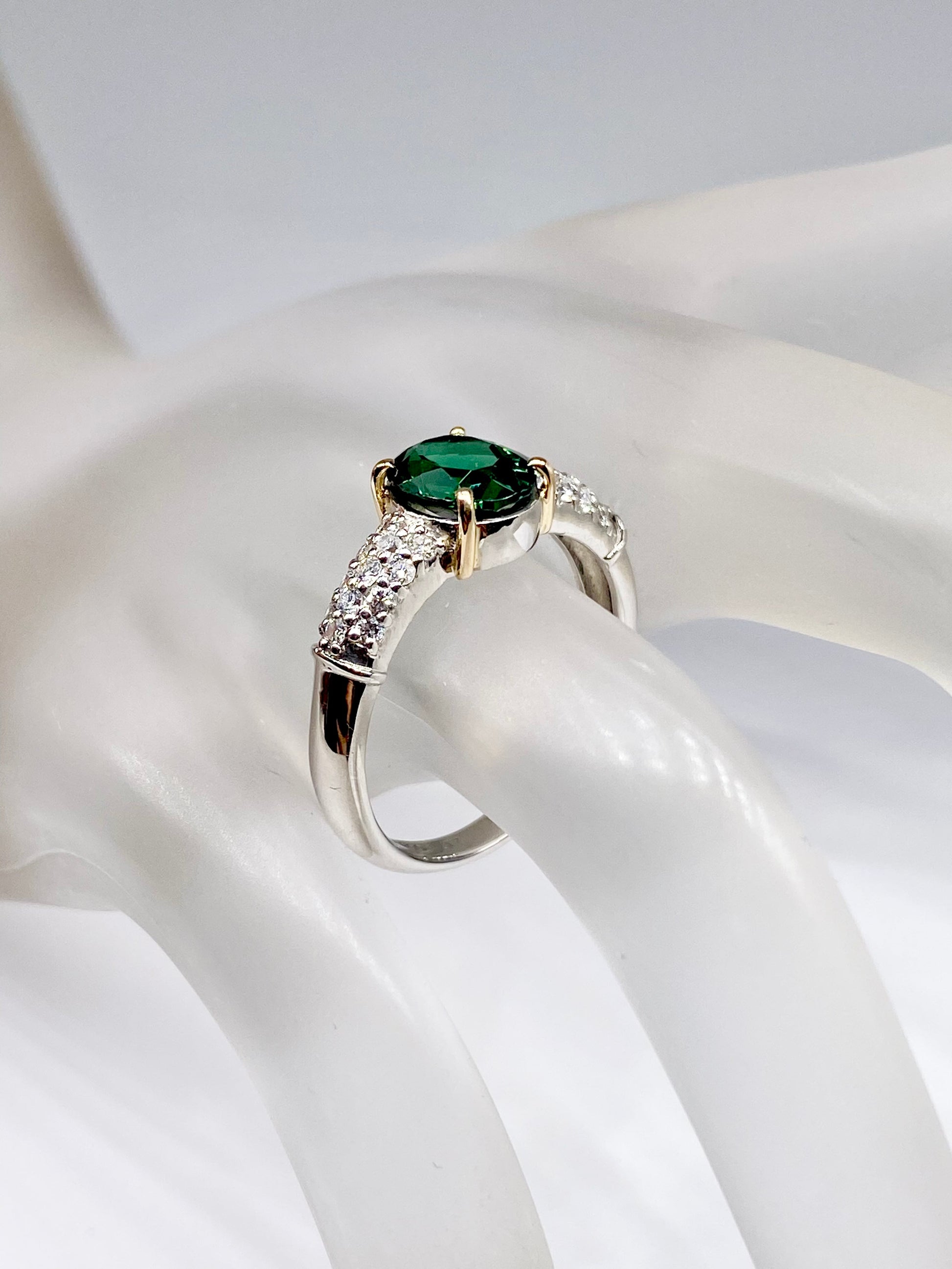 グリーントルマリン 1.17ct / ダイヤモンド 計0.25ct Pt900/K18 リング リフレッシュメント新品仕上げ・補修・洗浄等済動画リンク　Twitter/Xあり3日以内返品可※カード/キ 7枚目