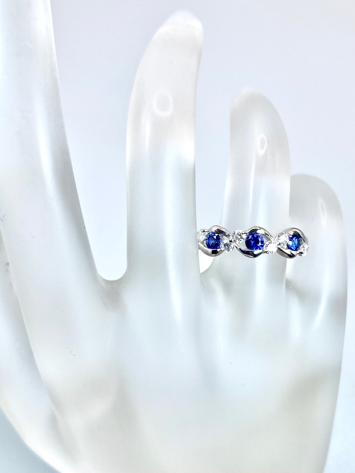 サファイア 計0.36ct / ダイヤモンド 計0.24ct Pt900 リング 14号【リフレッシュメント(新品仕上げ・補修・洗浄等済)】