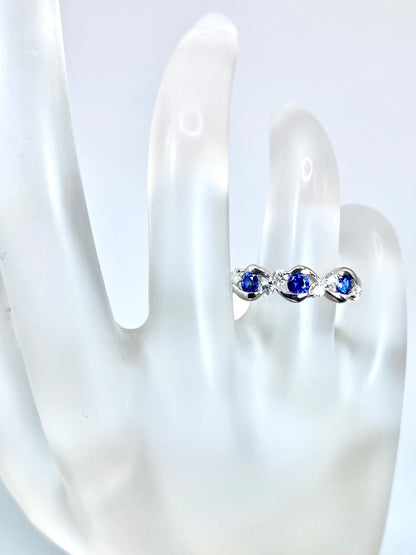 サファイア 計0.36ct / ダイヤモンド 計0.24ct Pt900 リング 14号【リフレッシュメント(新品仕上げ・補修・洗浄等済)】