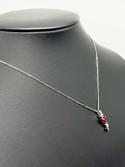 ルビー 0.79ct/ダイヤモンド 計0.13ct Pt900/K18WG ネックレスリフレッシュメント新品仕上げ・補修・洗浄等済3日以内返品可※カード/キャリア決済の場合 4枚目