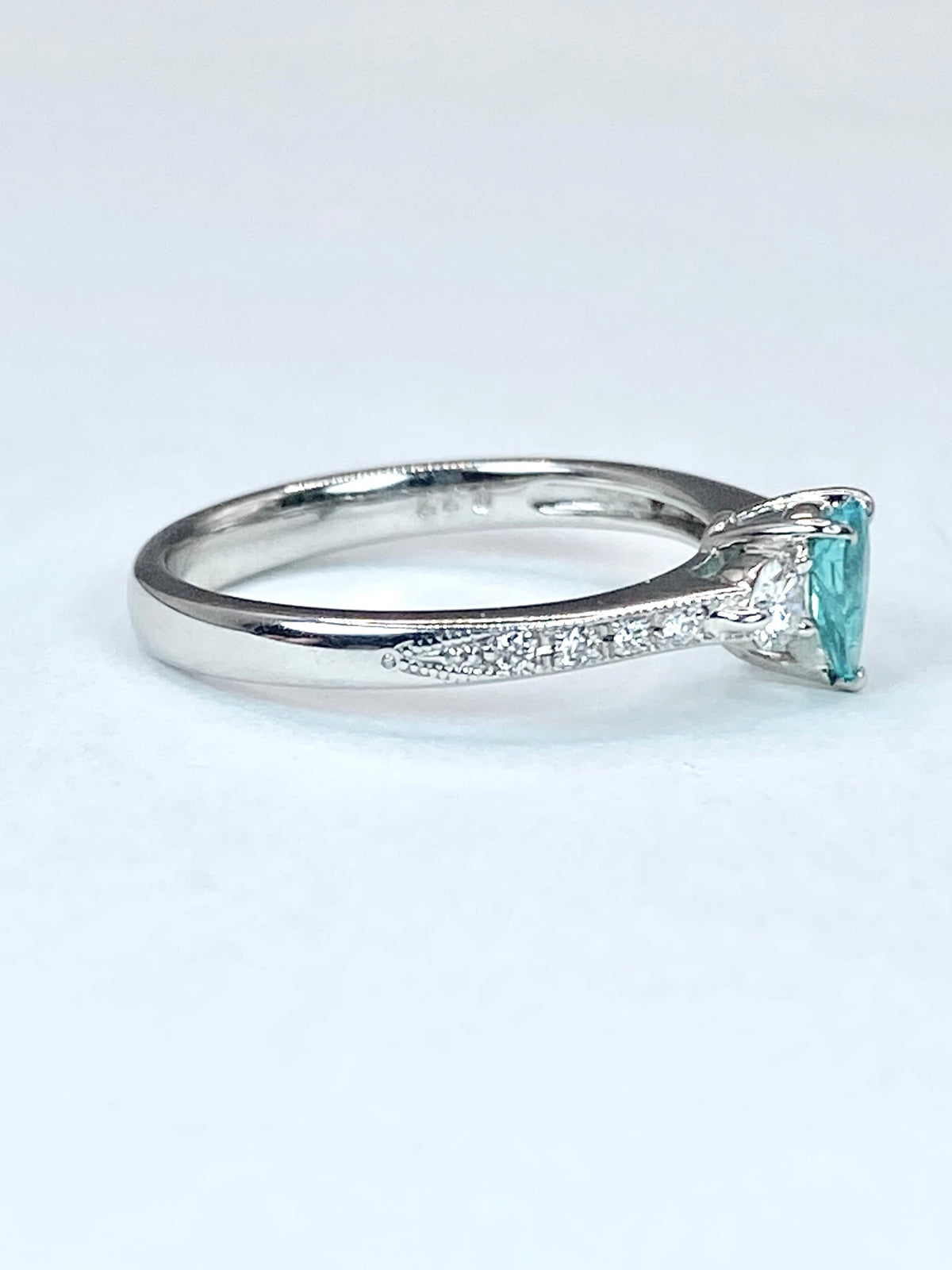 パライバトルマリン 0.22ct / ダイヤモンド 計0.22ct Pt900 リング 10号【リフレッシュメント(新品仕上げ・補修・洗浄等済)】【3日以内返品可（※カード/キャリア決済の場合）】