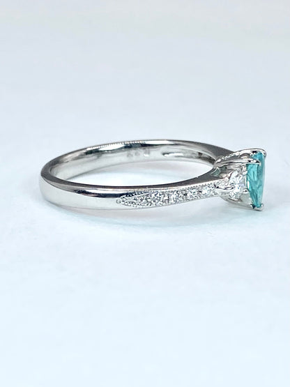 パライバトルマリン 0.22ct / ダイヤモンド 計0.22ct Pt900 リング 10号【リフレッシュメント(新品仕上げ・補修・洗浄等済)】【3日以内返品可（※カード/キャリア決済の場合）】