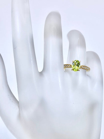 ペリドット 0.74ct / ダイヤモンド 計0.08ct K18 リング 11号【リフレッシュメント(新品仕上げ・補修・洗浄等済)】【3日以内返品可（※カード/キャリア決済の場合）】