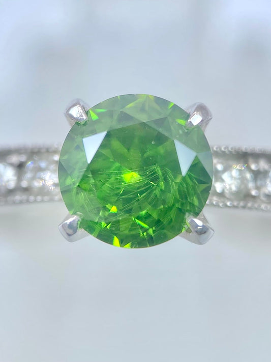 デマントイドガーネット 0.80ct / ダイヤモンド 計0.16ct Pt950 リング 11号【リフレッシュメント(新品仕上げ・補修・洗浄等済)】【3日以内返品可（※カード/キャリア決済の場合）】
