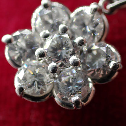 Pt900 ダイヤモンド1.02ct フラワー クラスター ペンダント トップ チャーム ヴィンテージ 小花デザイン 上品な輝き MOP00239