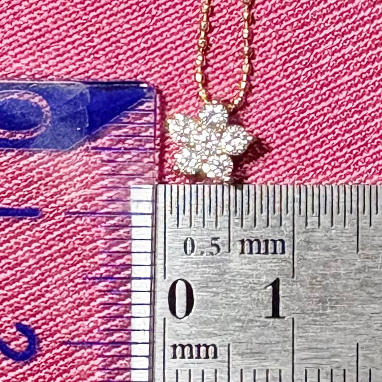 K18 ヴィンテージ ゴールド ジュエリー ダイヤモンド 0.26ct 花 フラワー シンプルデザイン ボールチェーン ネックレス 40.5cm CHP00878