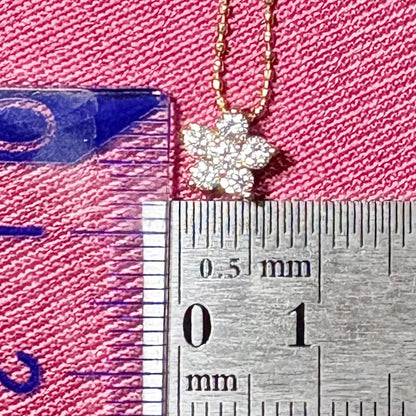 K18 ヴィンテージ ゴールド ジュエリー ダイヤモンド 0.26ct 花 フラワー シンプルデザイン ボールチェーン ネックレス 40.5cm CHP00878