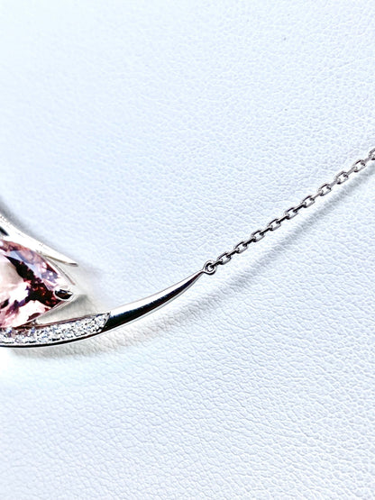 【新品】モルガナイト 4.16ct / ダイヤモンド 計0.08ct Pt900/850 ネックレス【新品】【3日以内返品可（※カード/キャリア決済の場合）】