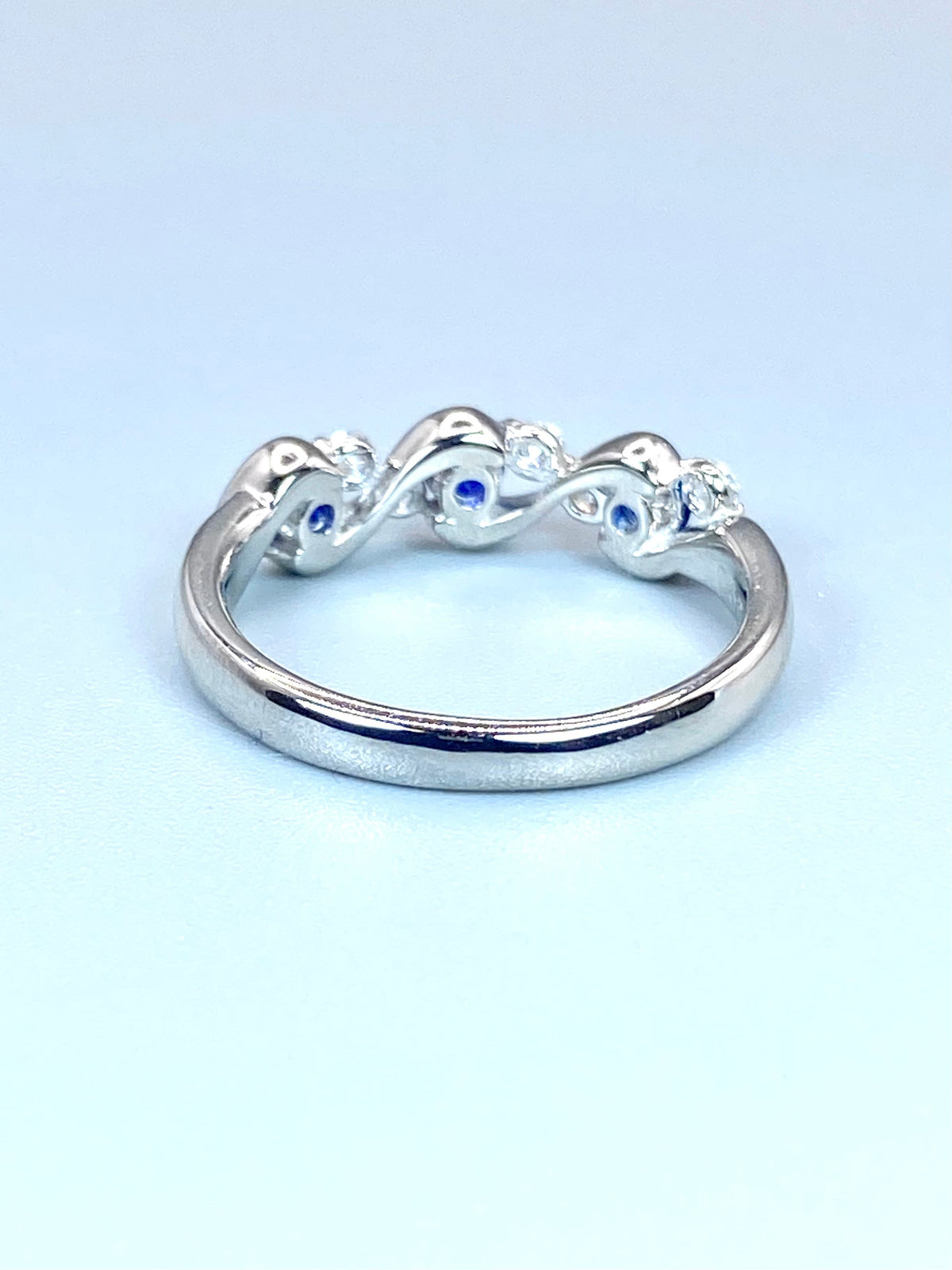 サファイア 計0.36ct / ダイヤモンド 計0.24ct Pt900 リング 14号【リフレッシュメント(新品仕上げ・補修・洗浄等済)】
