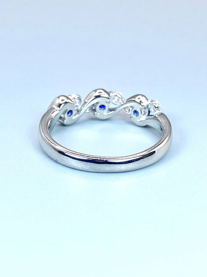 サファイア 計0.36ct / ダイヤモンド 計0.24ct Pt900 リング 14号【リフレッシュメント(新品仕上げ・補修・洗浄等済)】