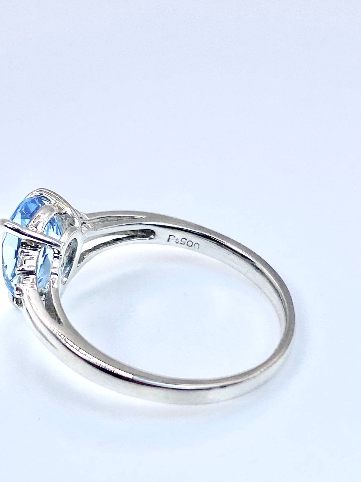 サンタマリア アクアマリン 1.23ct/ダイヤモンド 計0.08ct Pt900 リング 14号【リフレッシュメント(新品仕上げ・補修・洗浄等済)】【3日以内返品可（※カード/キャリア決済の場合）】