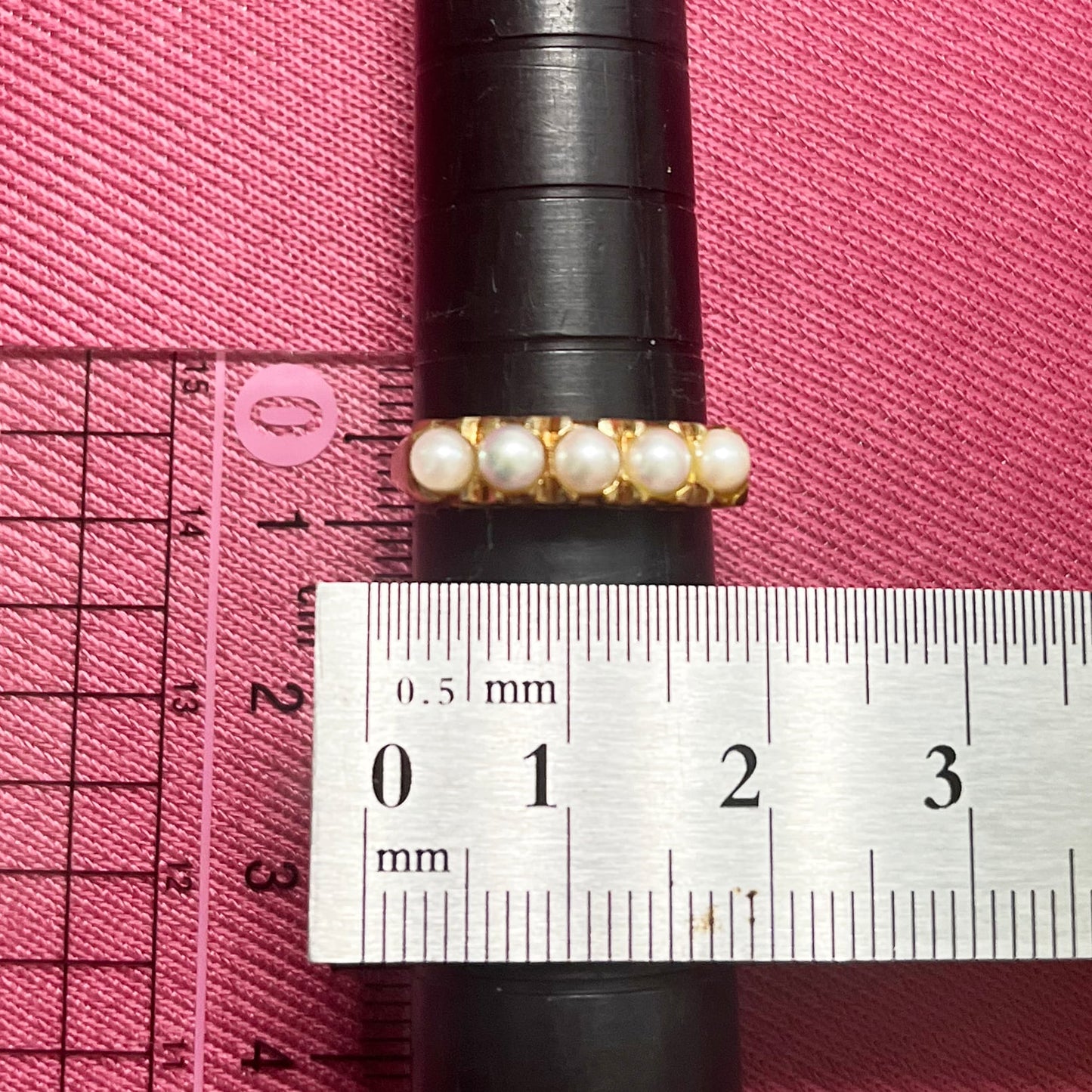昭和ジュエリー パール リング K18 ヴィンテージ 昭和レトロ 一文字デザイン 透かし 真珠 ゴールド 指輪 DR00690