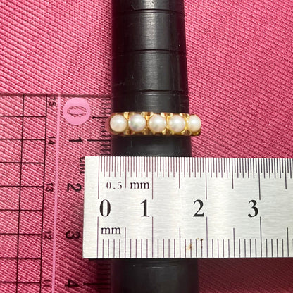 昭和ジュエリー パール リング K18 ヴィンテージ 昭和レトロ 一文字デザイン 透かし 真珠 ゴールド 指輪 DR00690