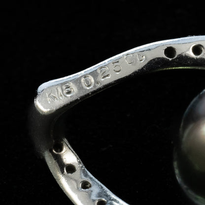 K18WG 黒蝶真珠 ピーコックカラー ダイヤモンド  0.25ct  4.0g 9.0mm珠 MOP00274