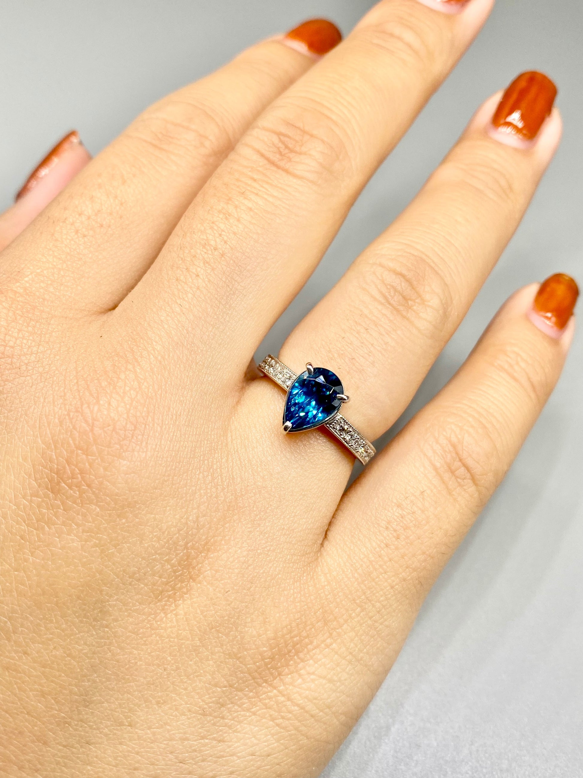 ブルージルコン 3.49ct / ダイヤモンド 計0.20ct Pt900 リング 12号リフレッシュメント新品仕上げ・補修・洗浄等済3日以内返品可※カード/キャリア決済の場合 10枚目