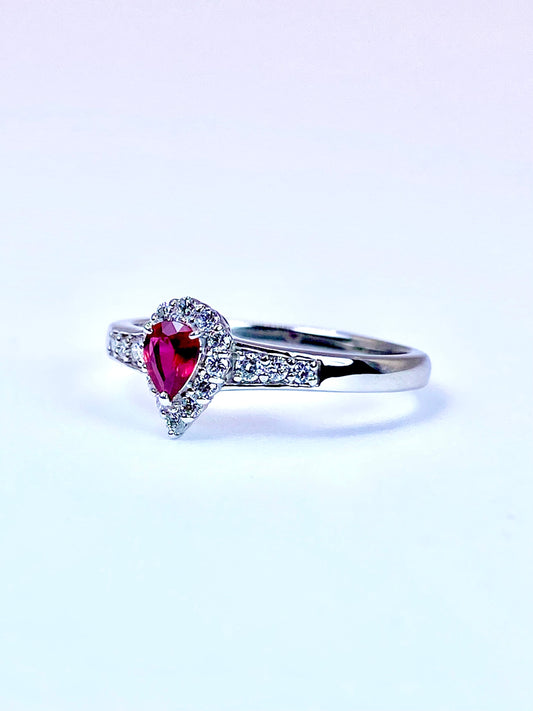 【新品】非加熱ピジョンブラッドルビー 0.21ct / ダイヤモンド 計0.18ct Pt950 リング【新品】【3日以内返品可（※カード/キャリア決済の場合）】