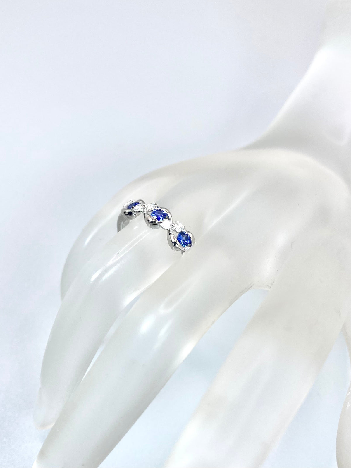 サファイア 計0.36ct / ダイヤモンド 計0.24ct Pt900 リング 14号【リフレッシュメント(新品仕上げ・補修・洗浄等済)】