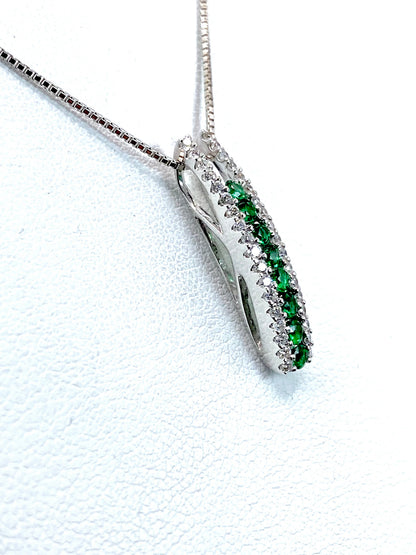 エメラルド 計0.31ct / ダイヤモンド 計0.29ct  18K/750/K18WG ネックレス【リフレッシュメント(新品仕上げ・補修・洗浄等済)】