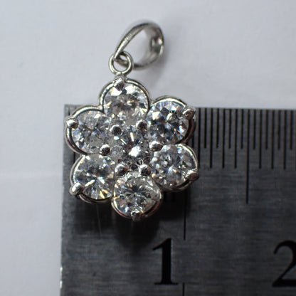 Pt900 ダイヤモンド1.02ct フラワー クラスター ペンダント トップ チャーム ヴィンテージ 小花デザイン 上品な輝き MOP00239