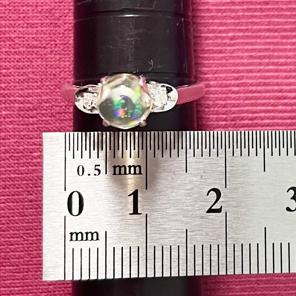 昭和ジュエリー ウォーターオパール ダイヤモンド リング K18 ヴィンテージ 昭和レトロ 透かしデザイン シングルカット 指輪 OKR00119