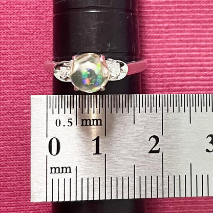 昭和ジュエリー ウォーターオパール ダイヤモンド リング K18 ヴィンテージ 昭和レトロ 透かしデザイン シングルカット 指輪 OKR00119