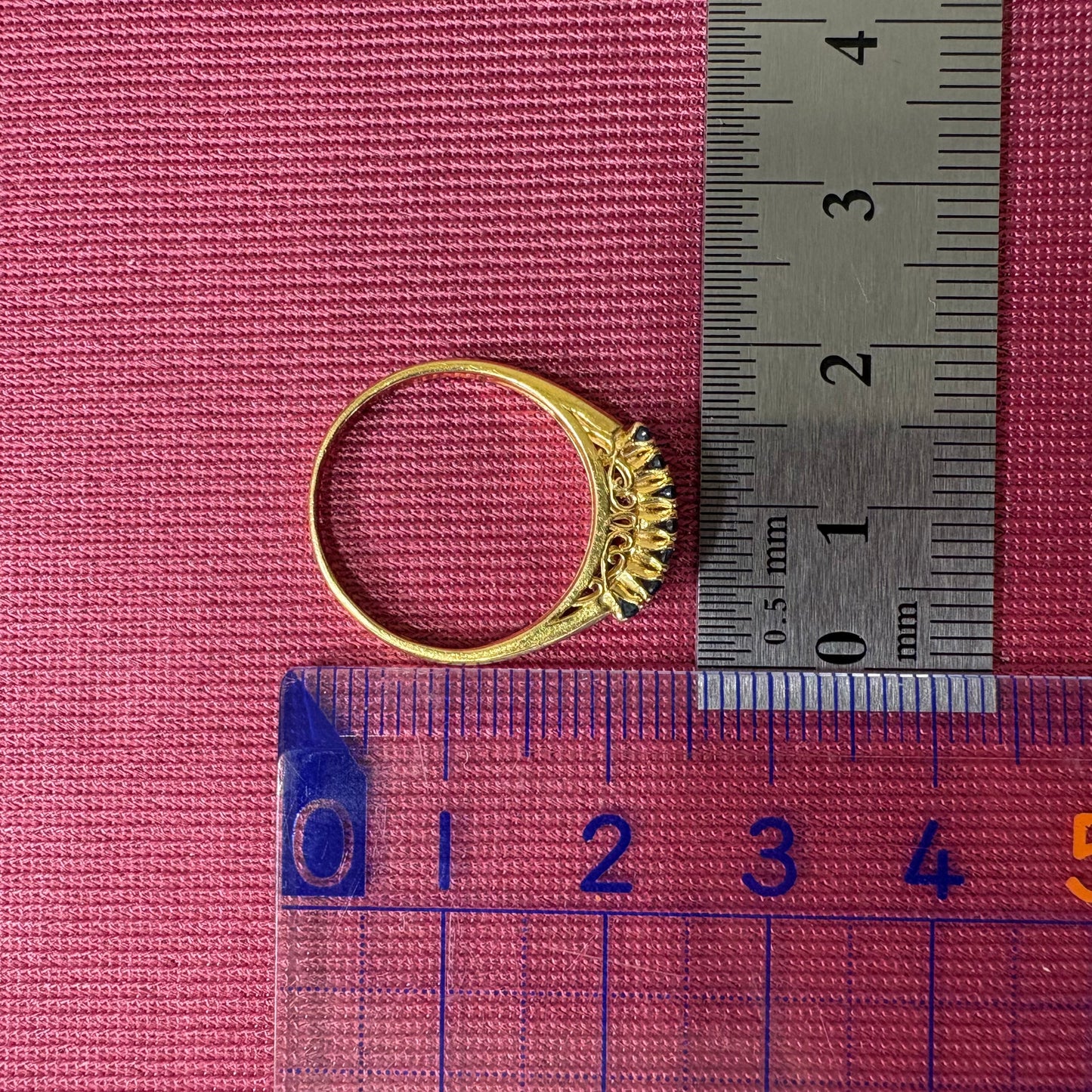 サファイア リング K18 昭和レトロ デザイン 三越刻印 ヴィンテージ OKR00230