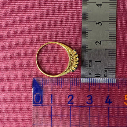 サファイア リング K18 昭和レトロ デザイン 三越刻印 ヴィンテージ OKR00230