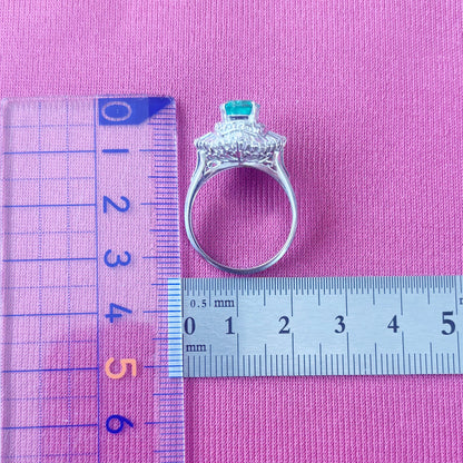 昭和ジュエリー エメラルド ダイヤモンド リング Pt900 1.79ct 1.4ct バレリーナセッティング ヴィンテージ 昭和レトロ MOR00698