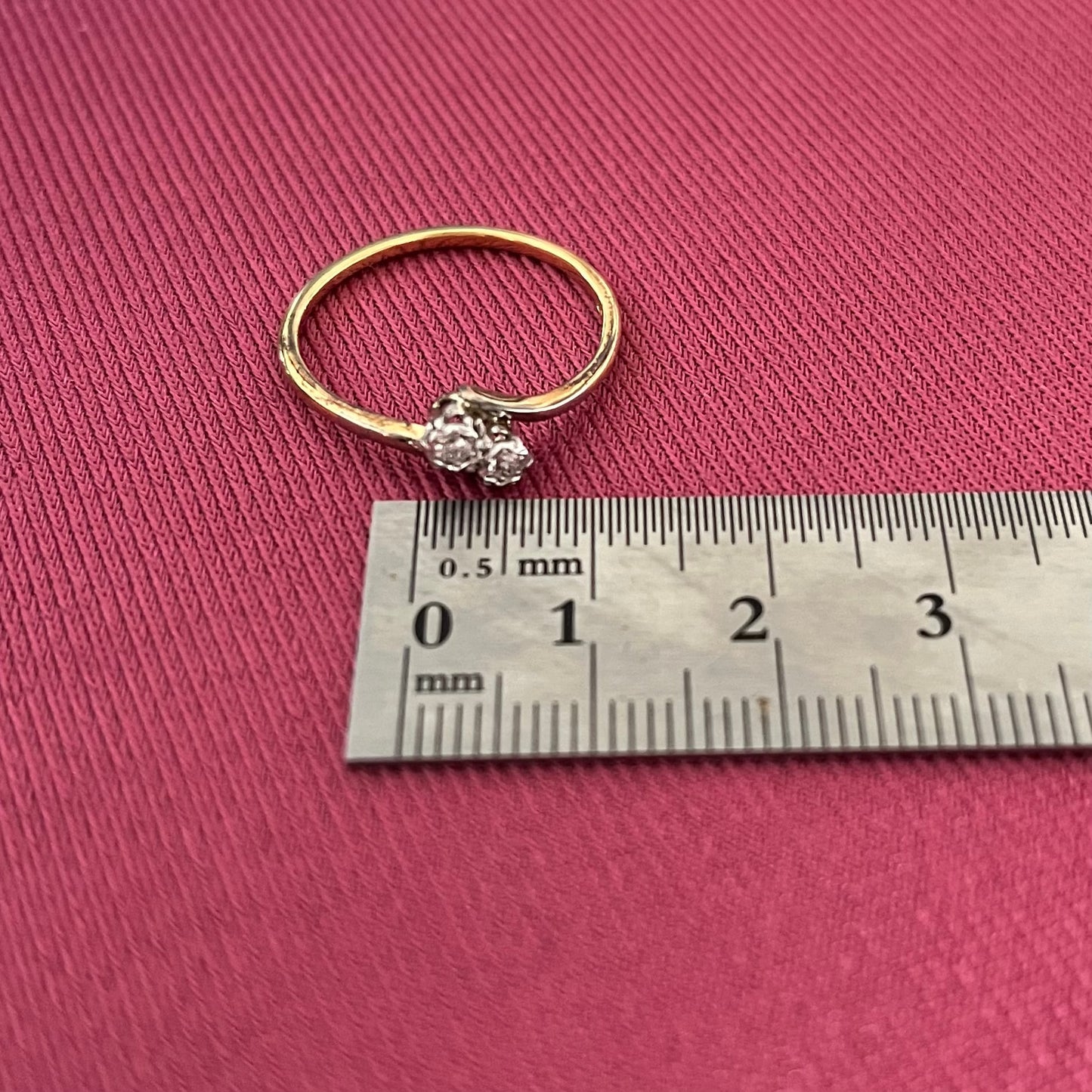アンティークジュエリー イギリス アンティーク リング 1900前後頃 K18 PLAT オールドヨーロピアンカットダイアモンド /トワエモア あなたと私 DR00572
