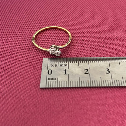 アンティークジュエリー イギリス アンティーク リング 1900前後頃 K18 PLAT オールドヨーロピアンカットダイアモンド /トワエモア あなたと私 DR00572