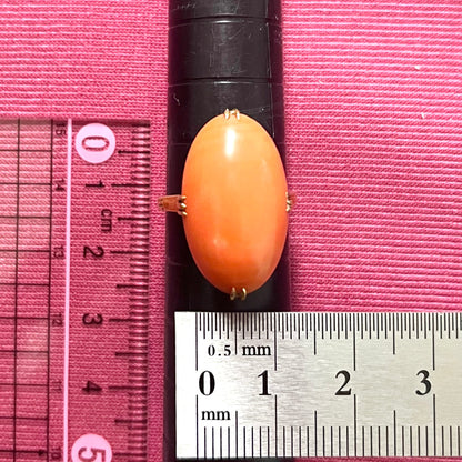 昭和ジュエリー 桃色珊瑚 サンゴ リング K18 ヴィンテージ 昭和レトロ 千本透かし オーバル コーラル 指輪 OKR00151