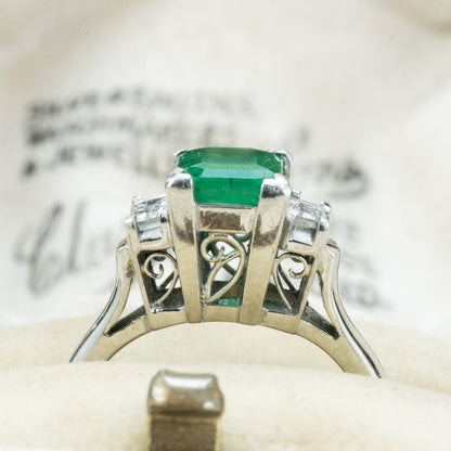 昭和ジュエリー エメラルド ダイヤモンド リング Pt900 1.01ct ヴィンテージ 昭和レトロ 透かしデザイン プラチナ 指輪 MR00777